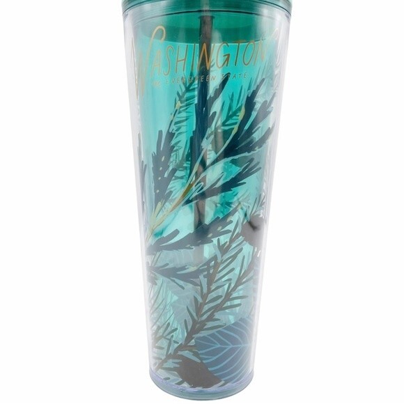Starbucks Venti Cold Cup Washington the Evergreen State Tumbler Green 24 fl oz - Picture 10 of 13